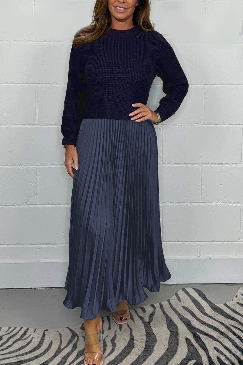Claudia | Abito lungo con maglione e gonna plissettata