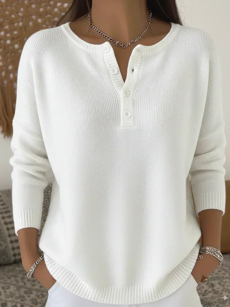 Helena | Maglione Henley con bottoni frontali in maglia