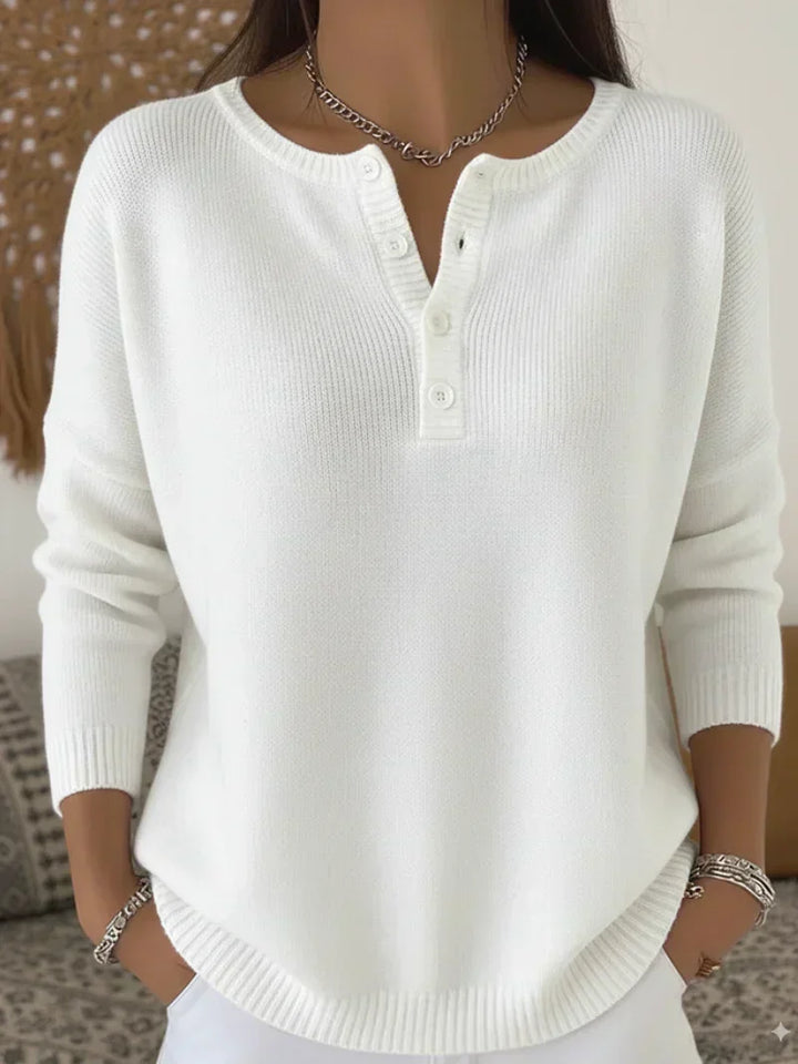 Helena | Maglione Henley con bottoni frontali in maglia