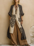 Giulia - Set da tre pezzi bohemien nomade in grigio scuro e marrone con motivo tribale