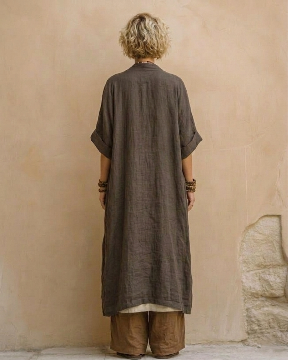 Giulia - Set da tre pezzi bohemien nomade in grigio scuro e marrone con motivo tribale