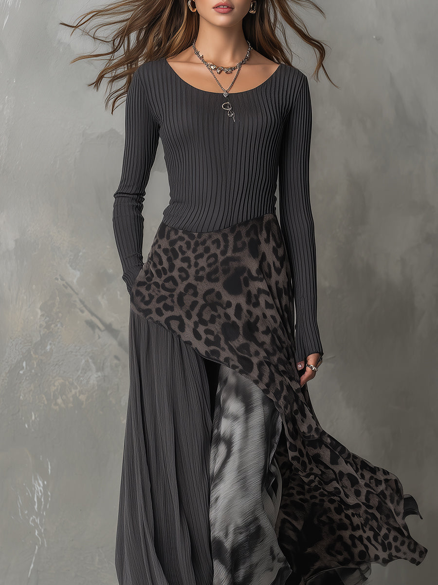Martina | Vestito lungo in stile bohemiano con stampa leopardata • S1