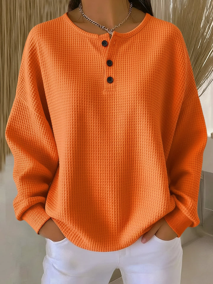Mirabel | Felpa con collo Henley in tessuto waffle, comoda