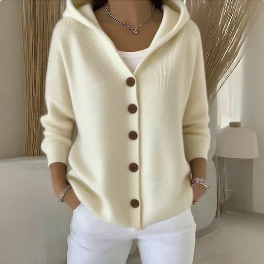 Darienne | Cardigan in maglia con cappuccio e chiusura a bottoni