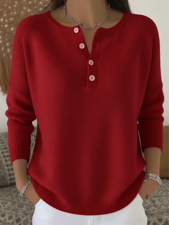 Helena | Maglione Henley con bottoni frontali in maglia