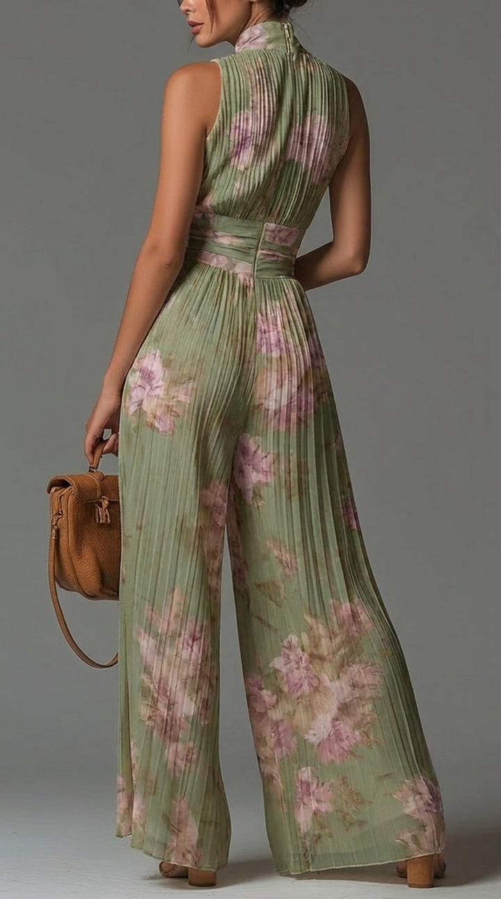 Tuta plissettata in chiffon floreale • S1