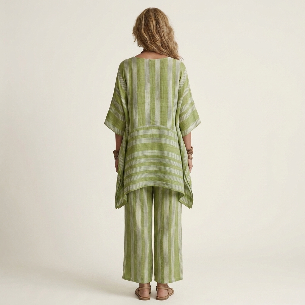 Kiara | Set di due pezzi in cotone-lino a righe
