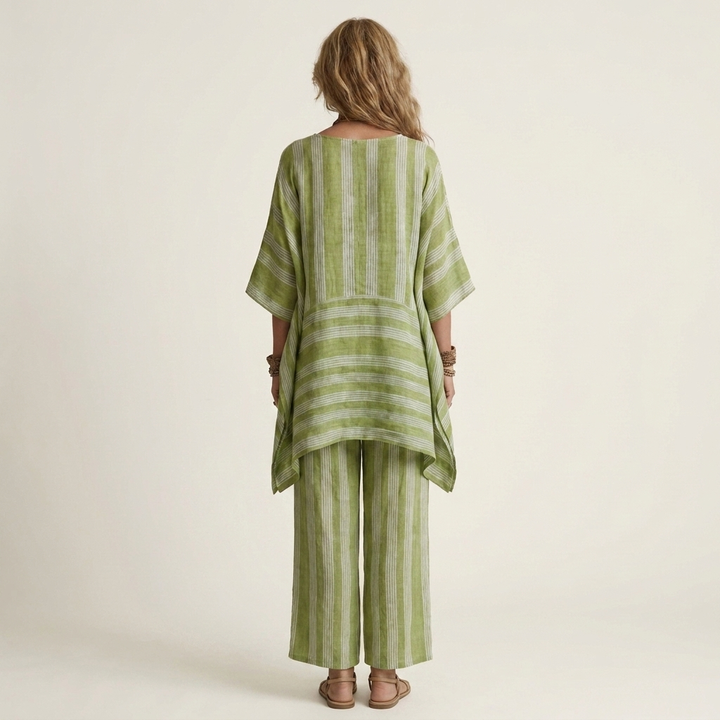 Kiara | Set di due pezzi in cotone-lino a righe