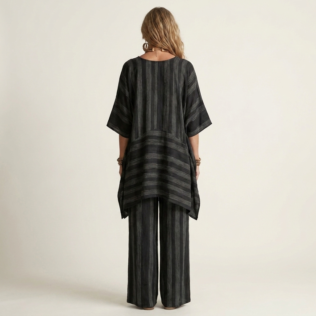 Kiara | Set di due pezzi in cotone-lino a righe