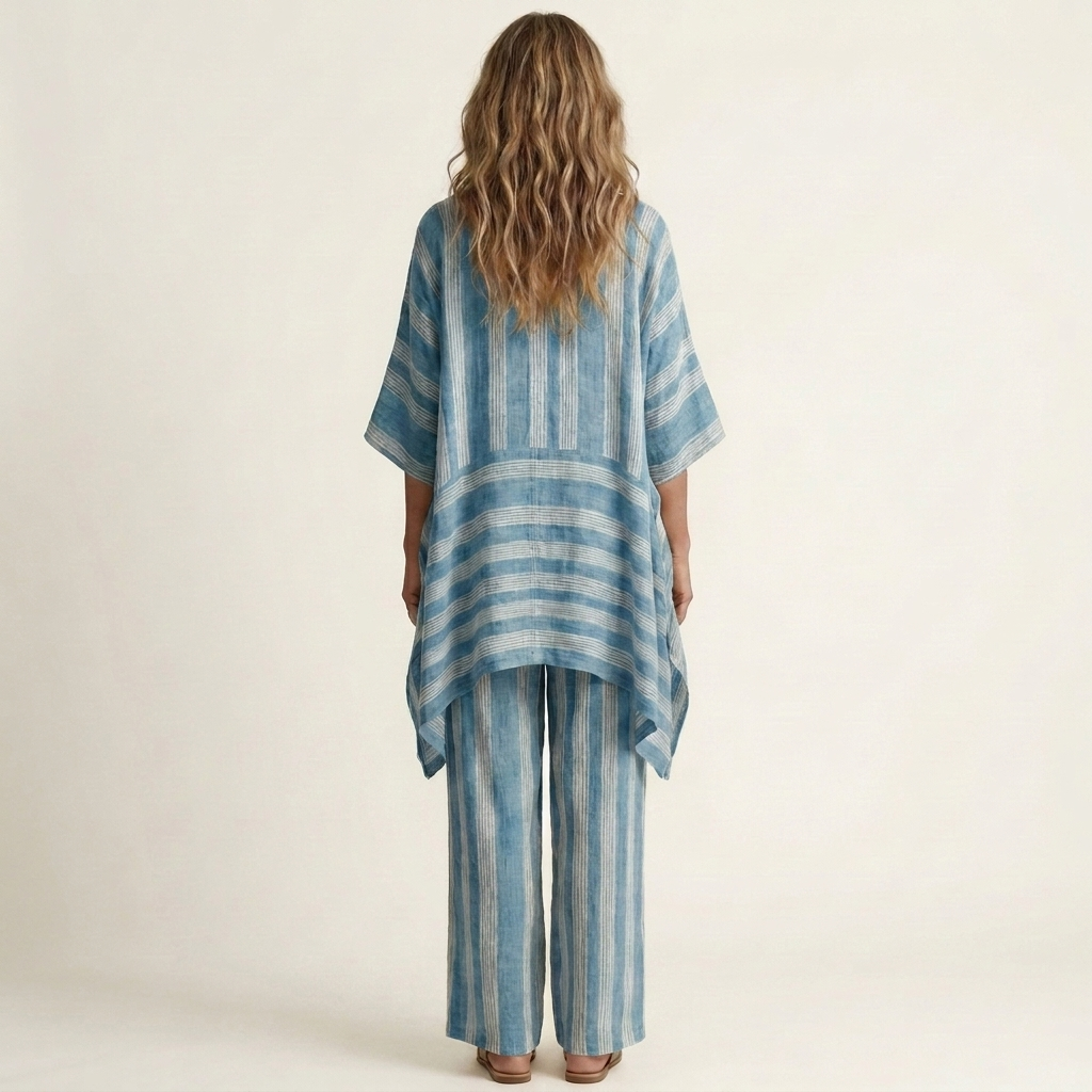 Kiara | Set di due pezzi in cotone-lino a righe