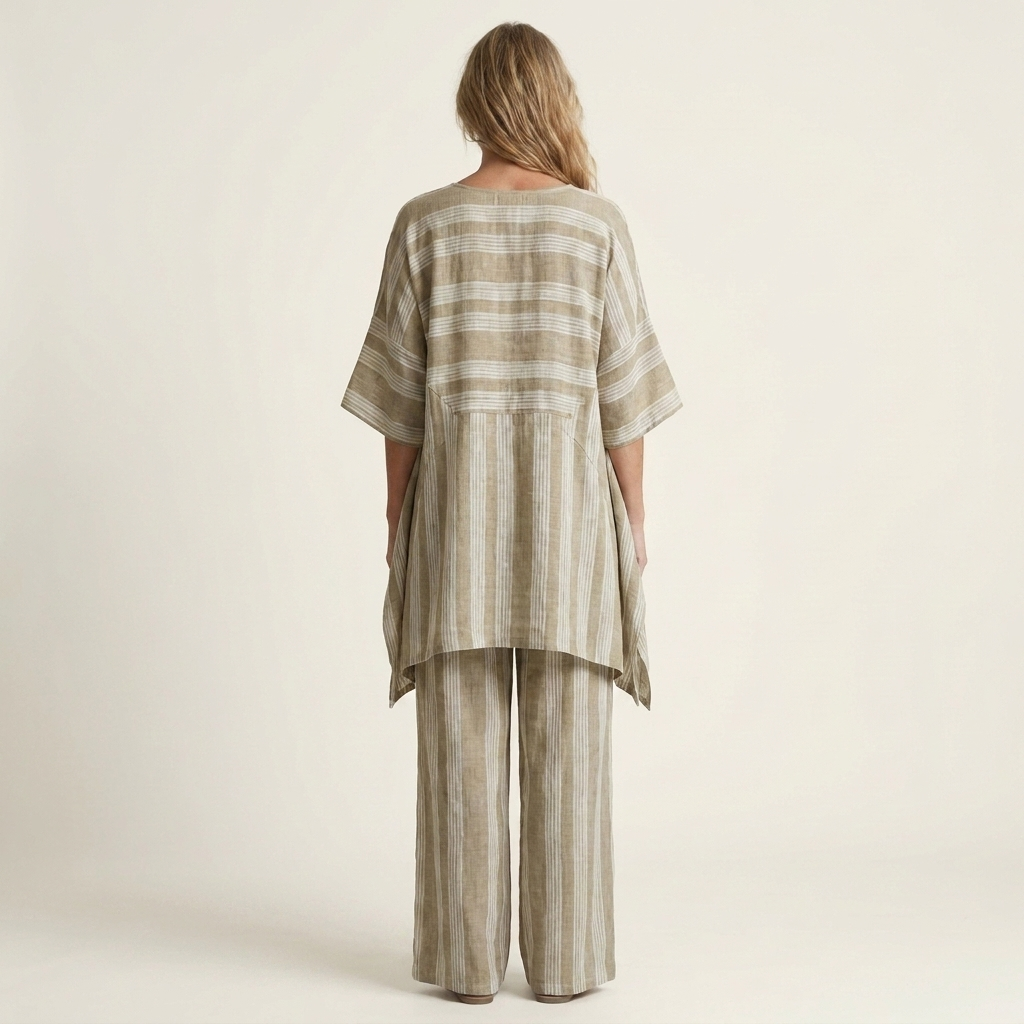 Kiara | Set di due pezzi in cotone-lino a righe