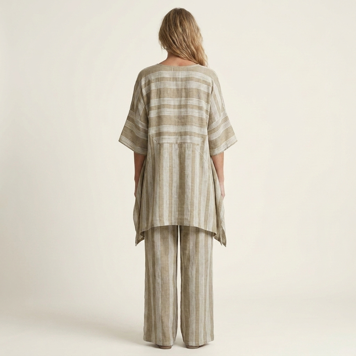 Kiara | Set di due pezzi in cotone-lino a righe
