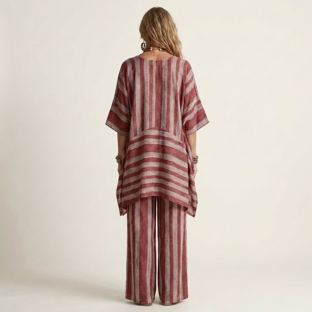 Kiara | Set di due pezzi in cotone-lino a righe