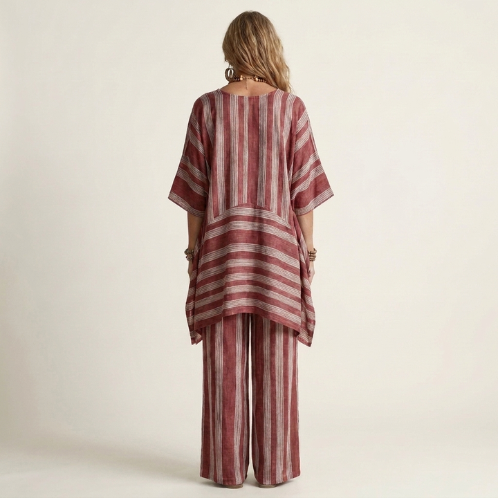 Kiara | Set di due pezzi in cotone-lino a righe