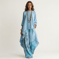 Cariola | Set da due pezzi in cotone-seta con tunica asimmetrica