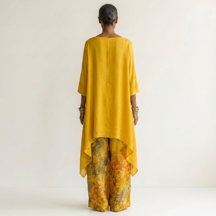 Cariola | Set da due pezzi in cotone-seta con tunica asimmetrica