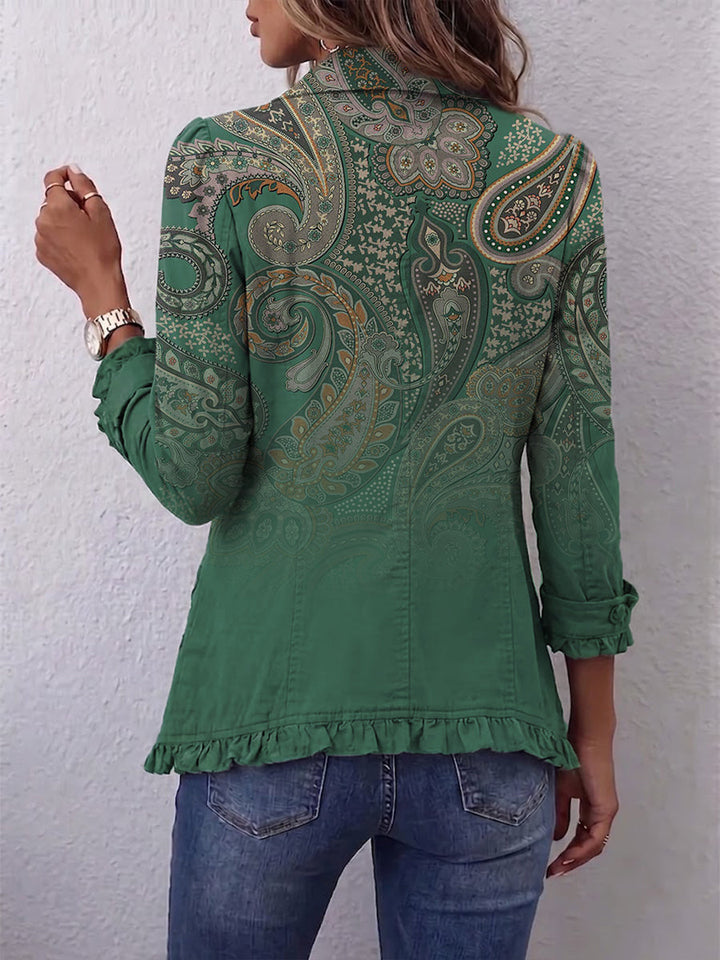 Jemara | Giacca bohemiana con stampa Paisley e balze