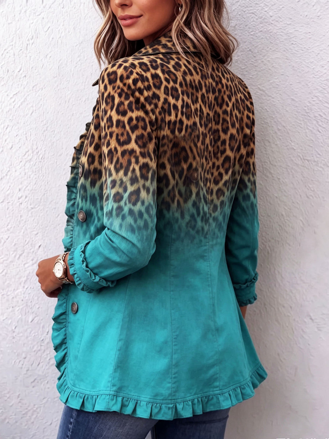 Elspeth | Blazer leopardato con effetto ombré e volant