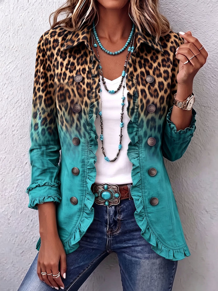 Elspeth | Blazer leopardato con effetto ombré e volant