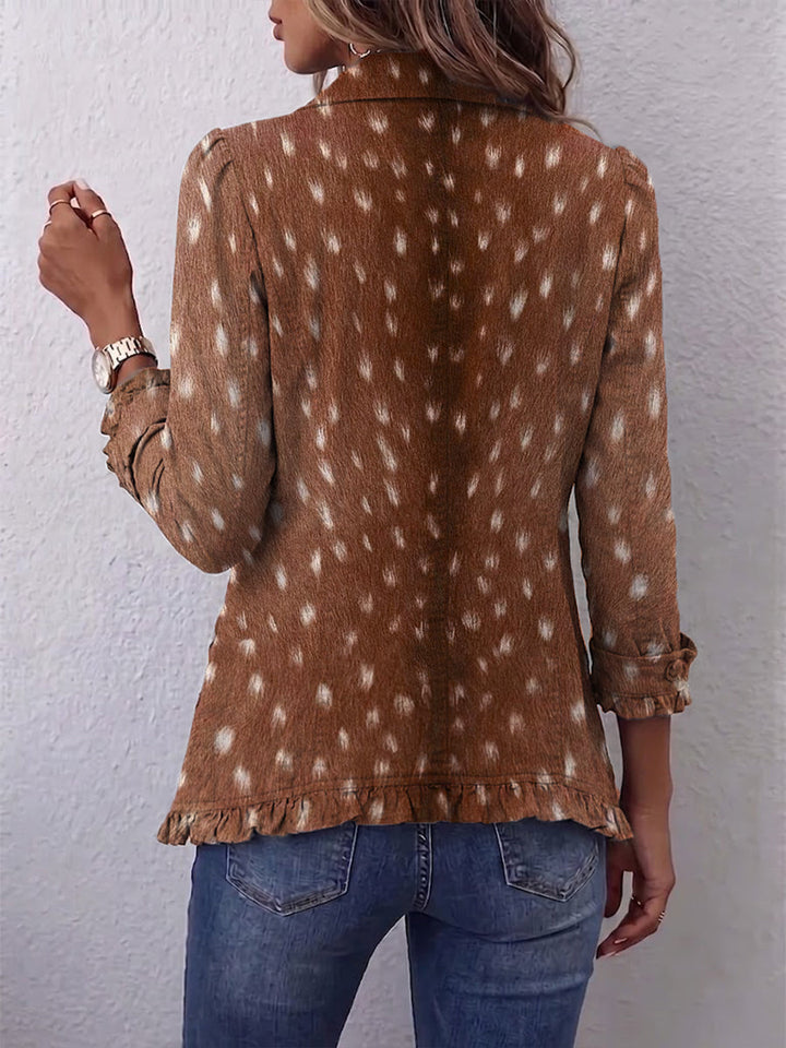 Nolinda | Giacca bohemien con stampa animalier e volant