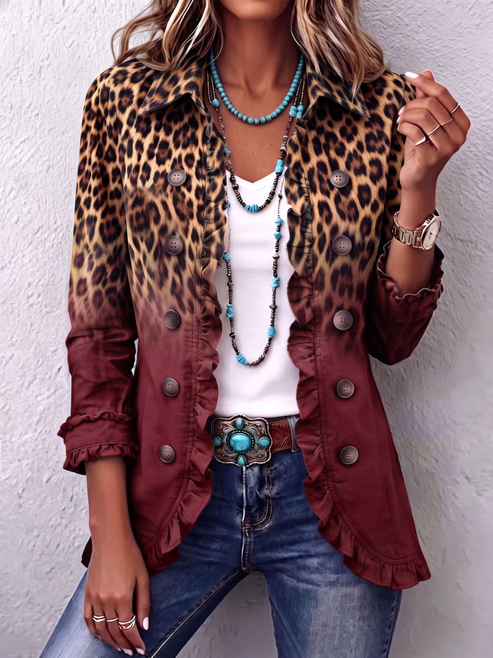 Elspeth | Blazer leopardato con effetto ombré e volant