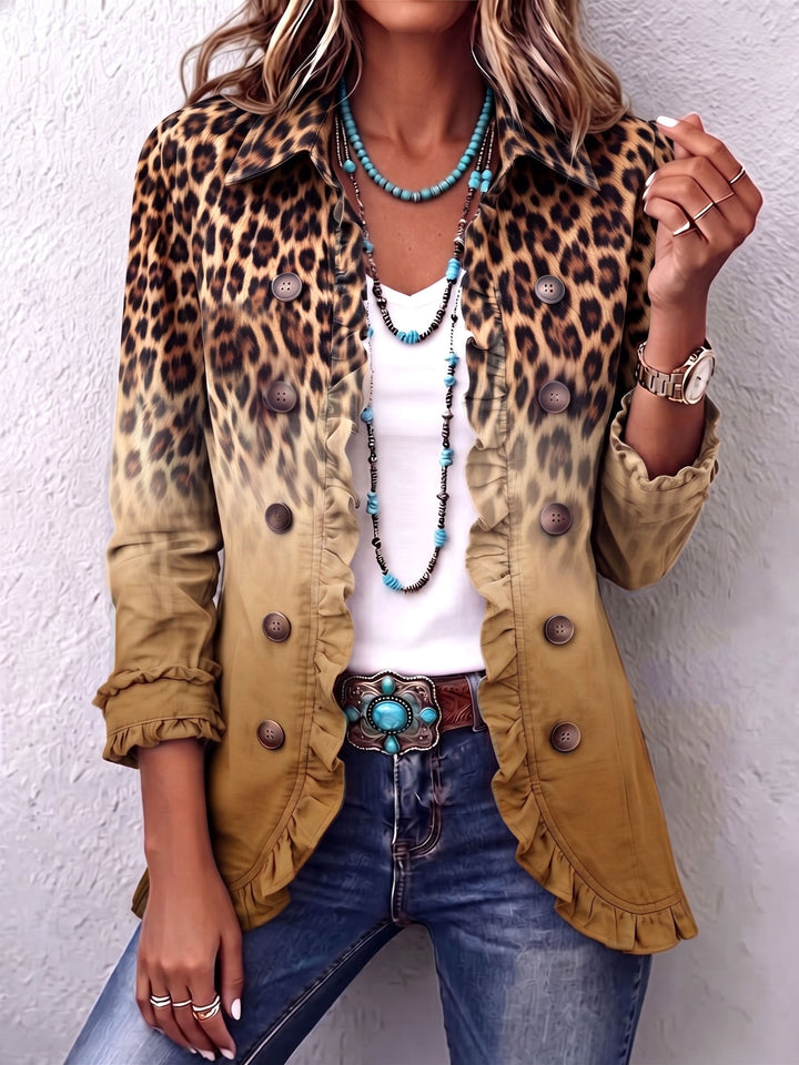 Elspeth | Blazer leopardato con effetto ombré e volant
